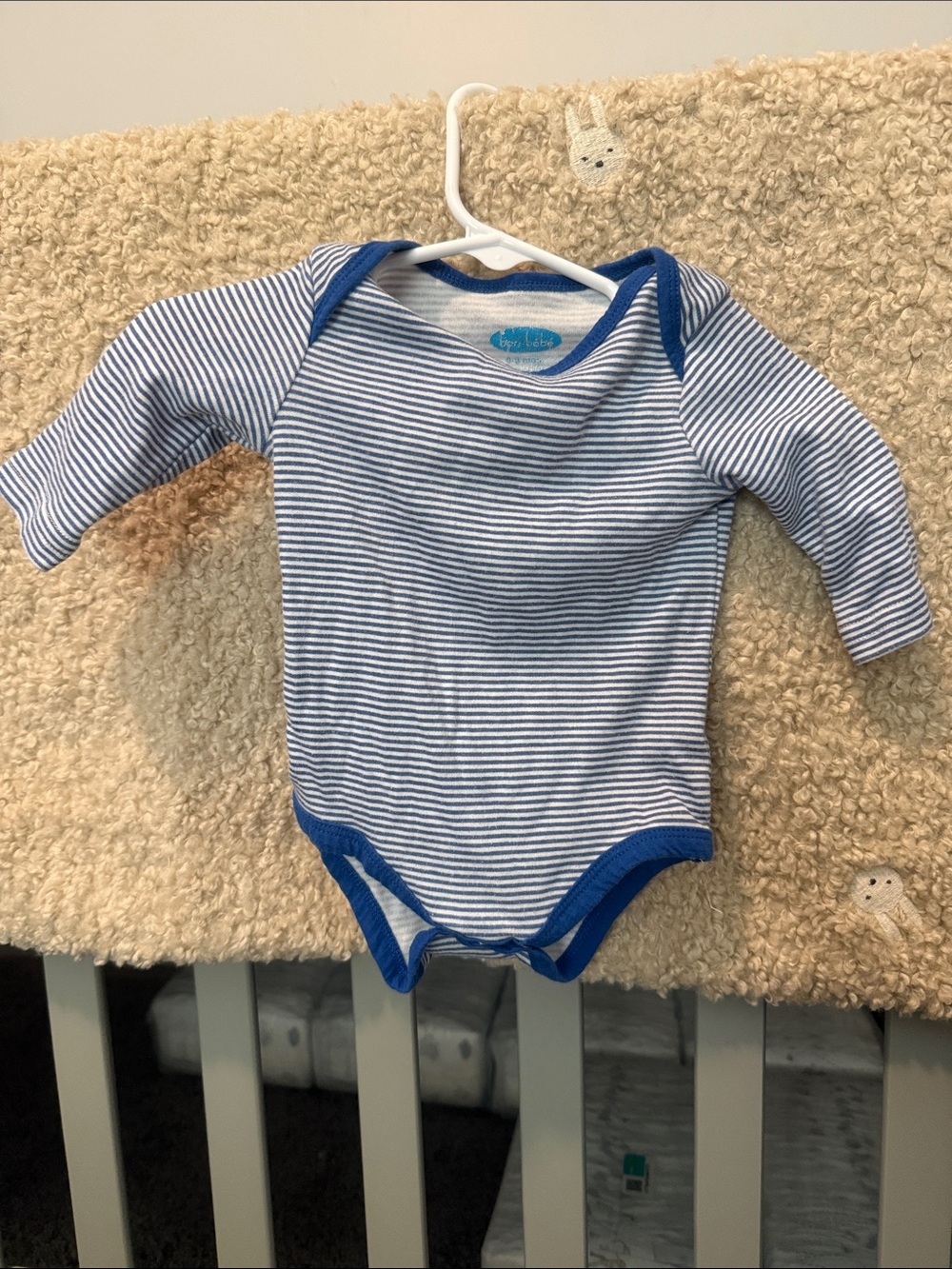 Bon Bebe Blue & White Striped Long-Sleeve Baby Bodysuit